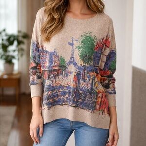 Shana Artistic Cityscape Paris portrait Sweater - Multicolor S